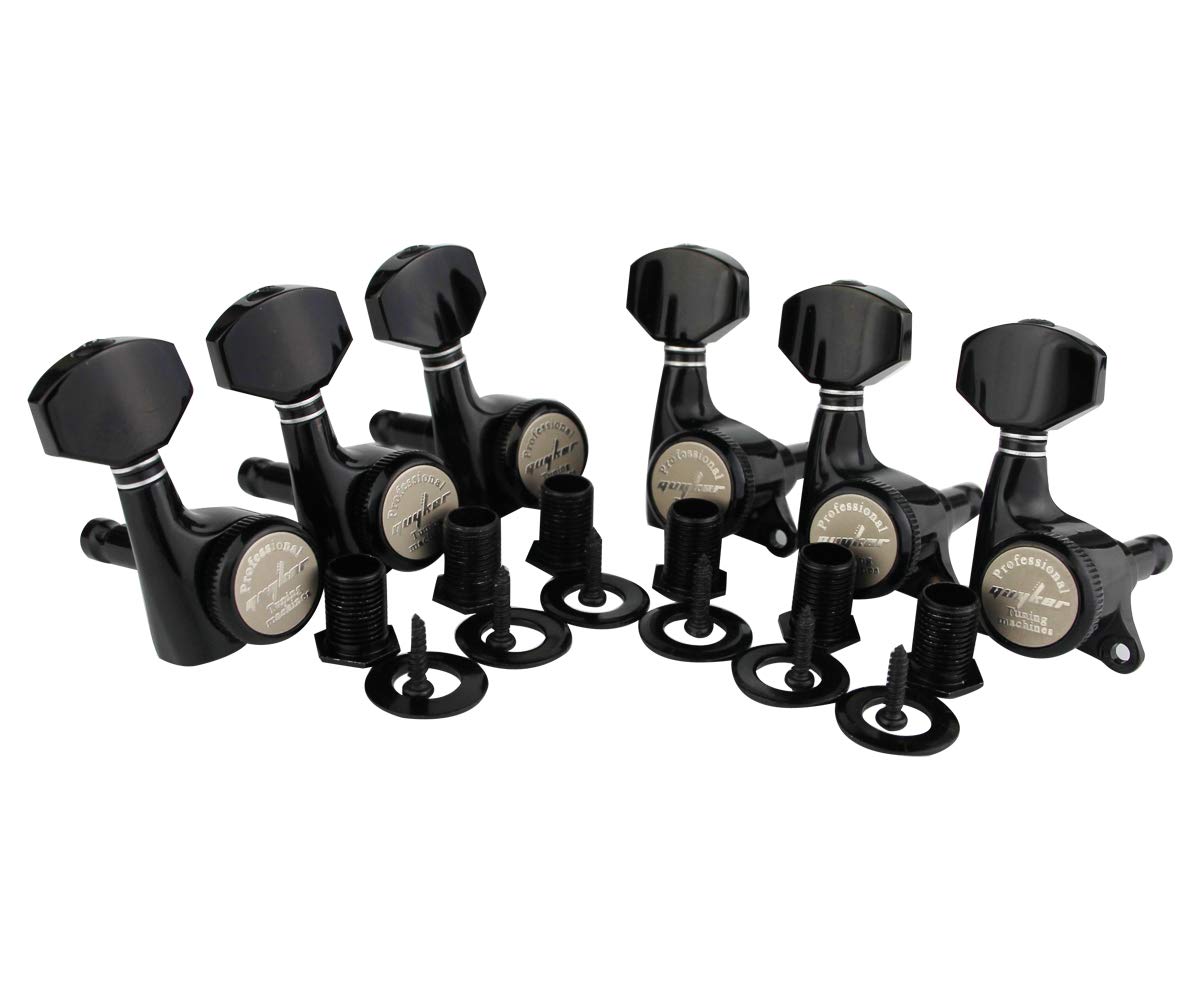 Guyker 6Pcs Guitar Locking Tuners (6 Right Handed) - 1:18 Ratio Lock String Tuning Key Pegs Machine Heads with Hexagonal Handle